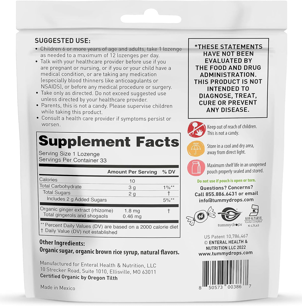 Suplemento tummydrops Jengibre Fresa Orgánica