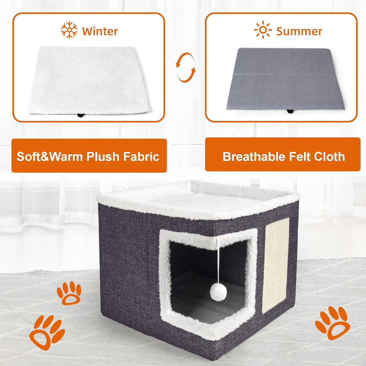 Casa para gatos grandes, marca desconocida, cama reversible, modelo