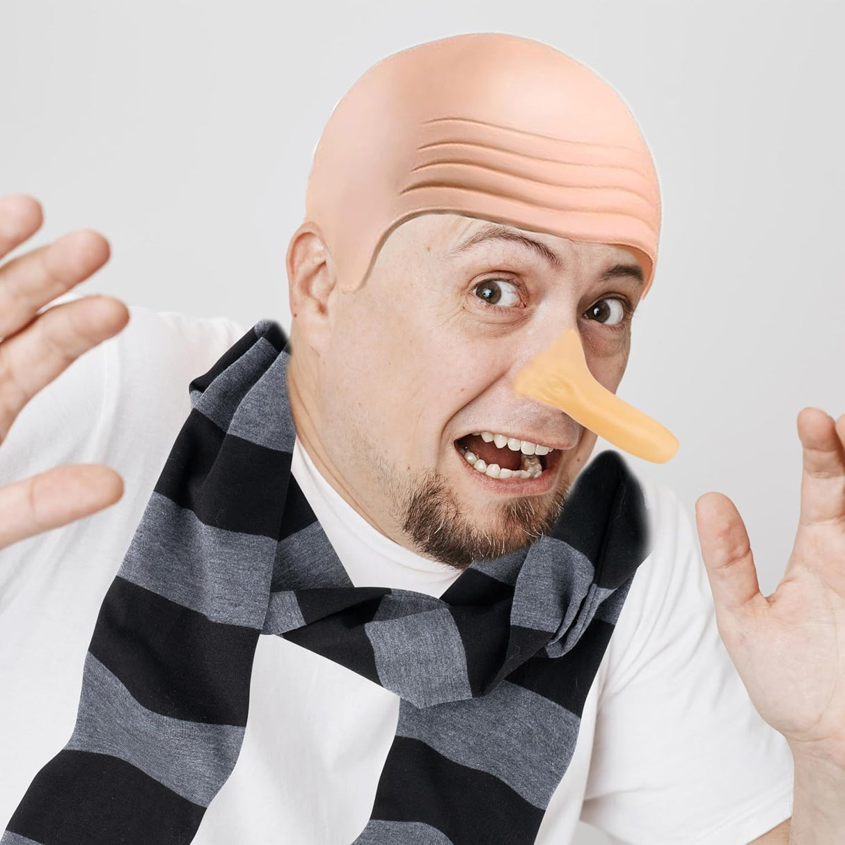 Accesorios de disfraz adultos, set de 4, nariz falsa y peluca.