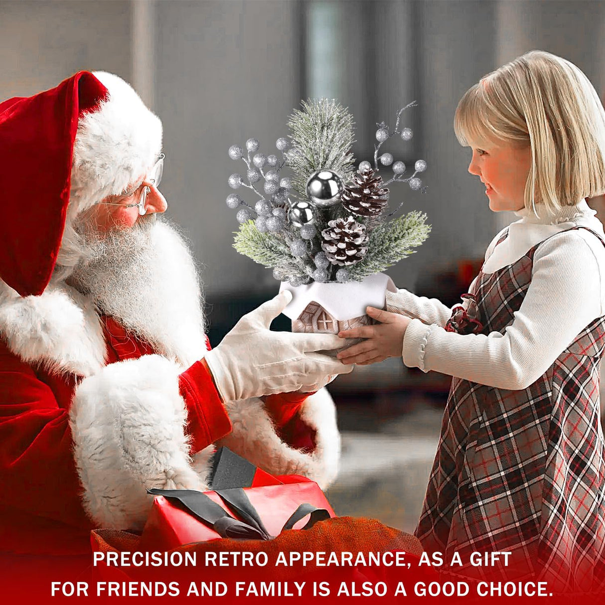 Árbol de Navidad Miniatura Artificial, Decoraciones, Cabin-Silver