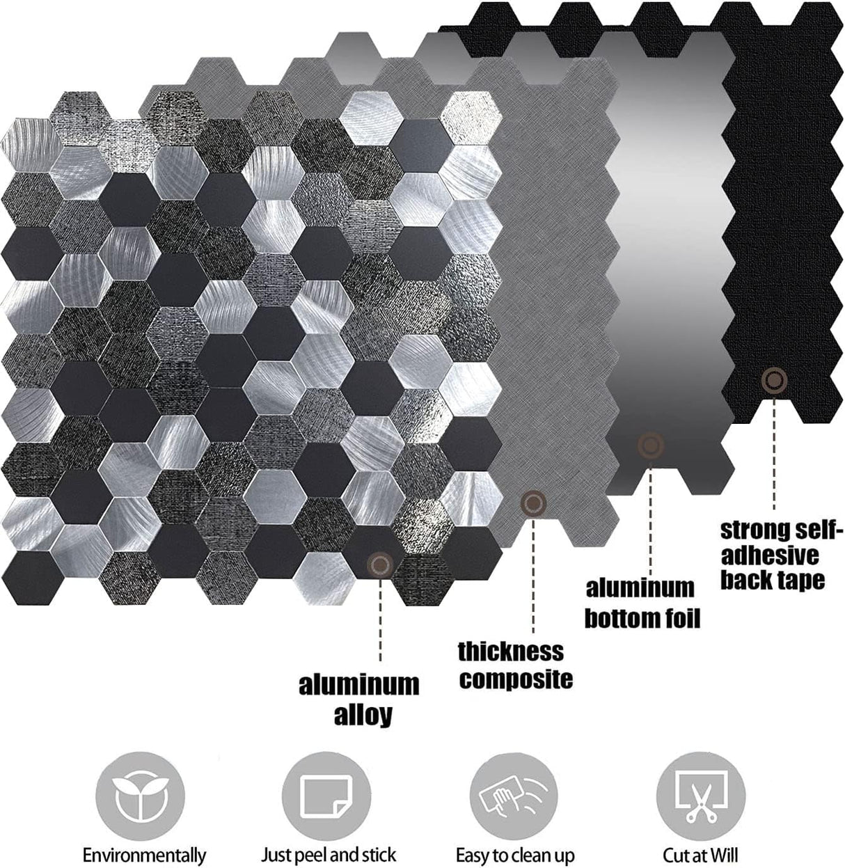 Azulejos de Pared XUANINY, Metal Autoadhesivos 3D, Modelo 10