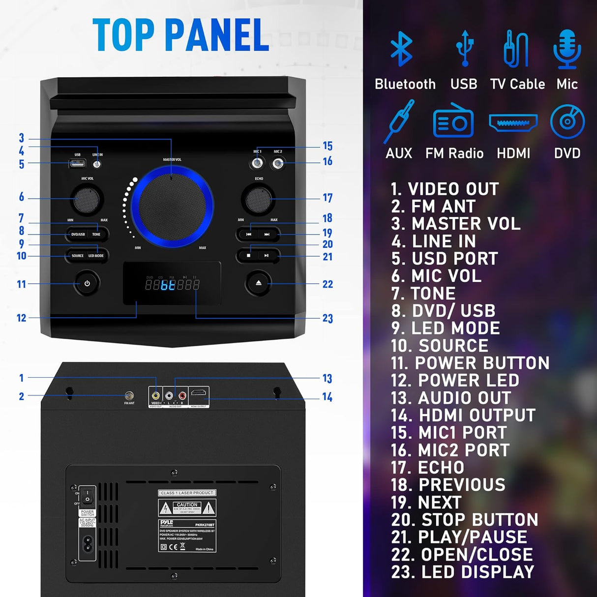 Parlante Portátil con Bluetooth  PYLE-PRO PKRK270BT