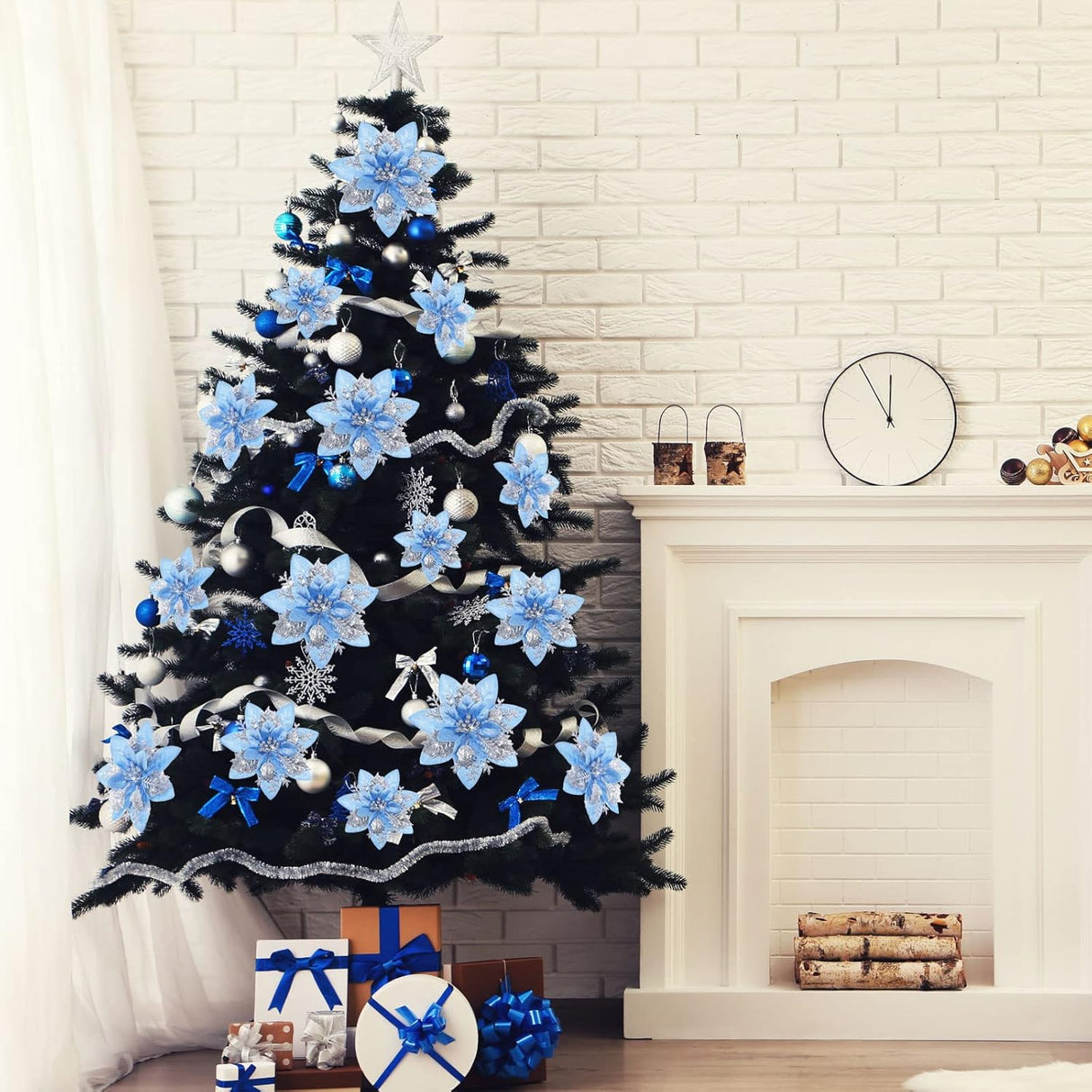 Flores Poinsettia Artificiales 36 Pcs - Decoración Navideña