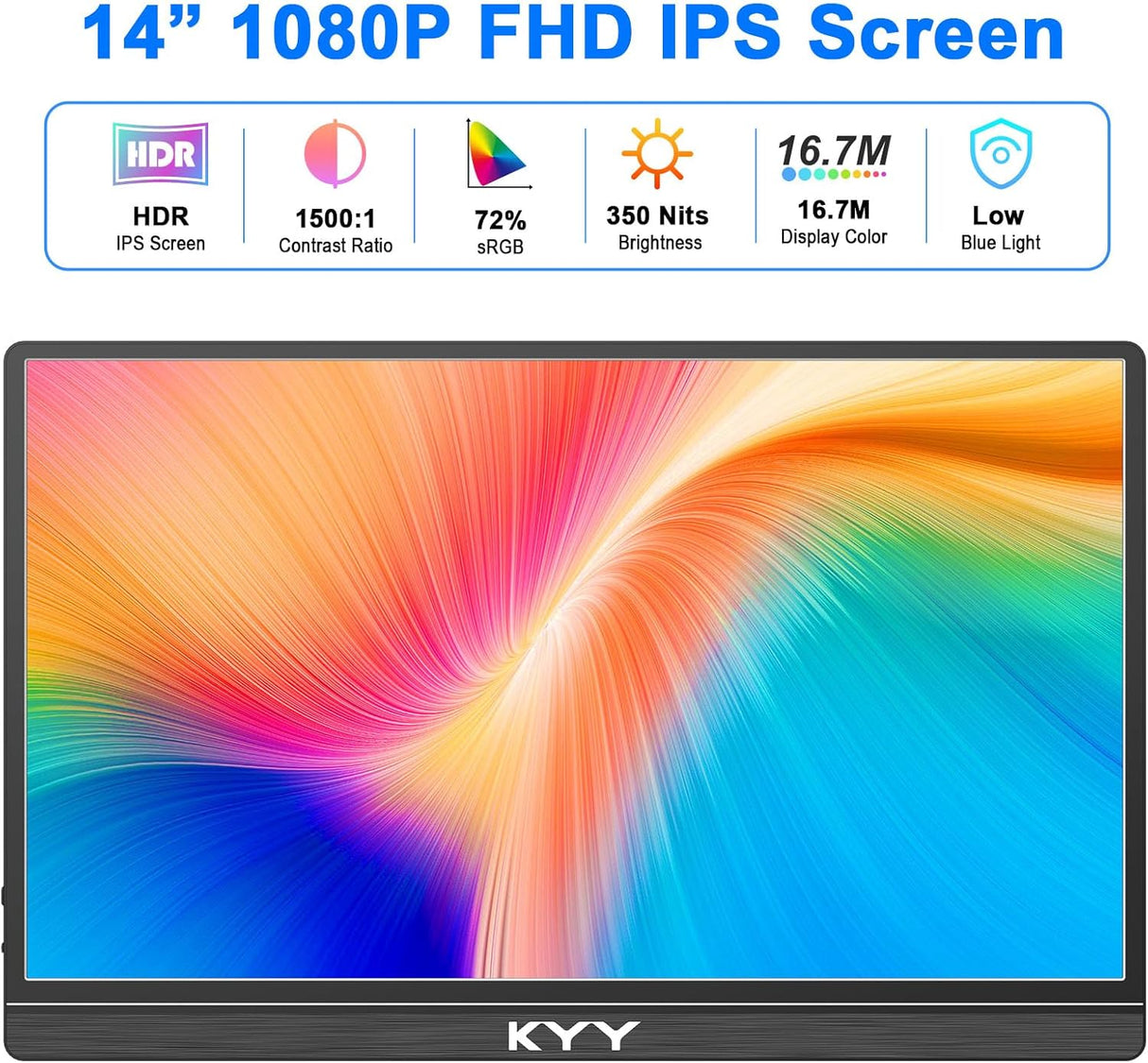 Monitor portátil KYY 14 FHD 1080P, USB-C, HDMI, VESA, PS5