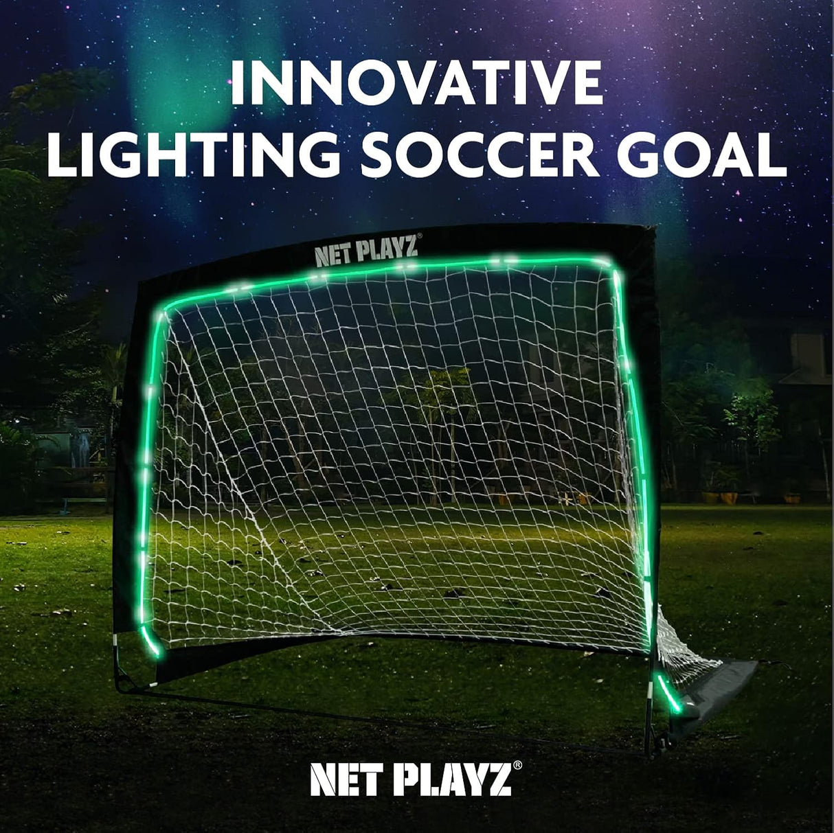 Porteria de futbol portatil con cintas reflectivas