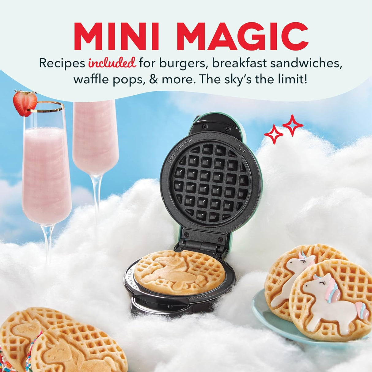 Mini Sistema Multimaker DASH - Waffle Maker 4 en 1 con Placas