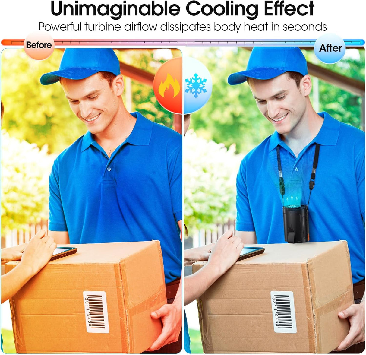 Ventilador portátil AI 2025, recargable, 4 velocidades, 6600RPM