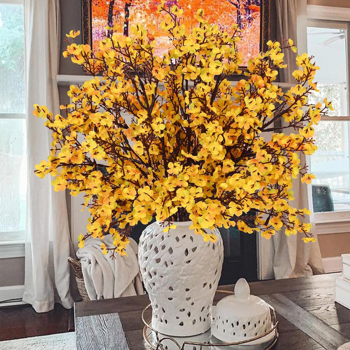 Flores Artificiales de Otoño Yastouay, 10 Pcs para Decoración