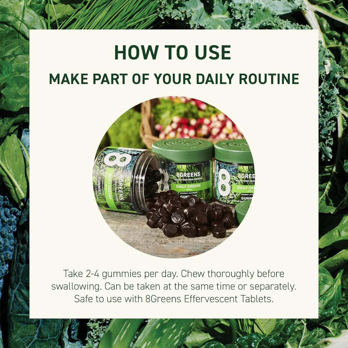 Suplementos de manzana diarios vitaminas súper verdes