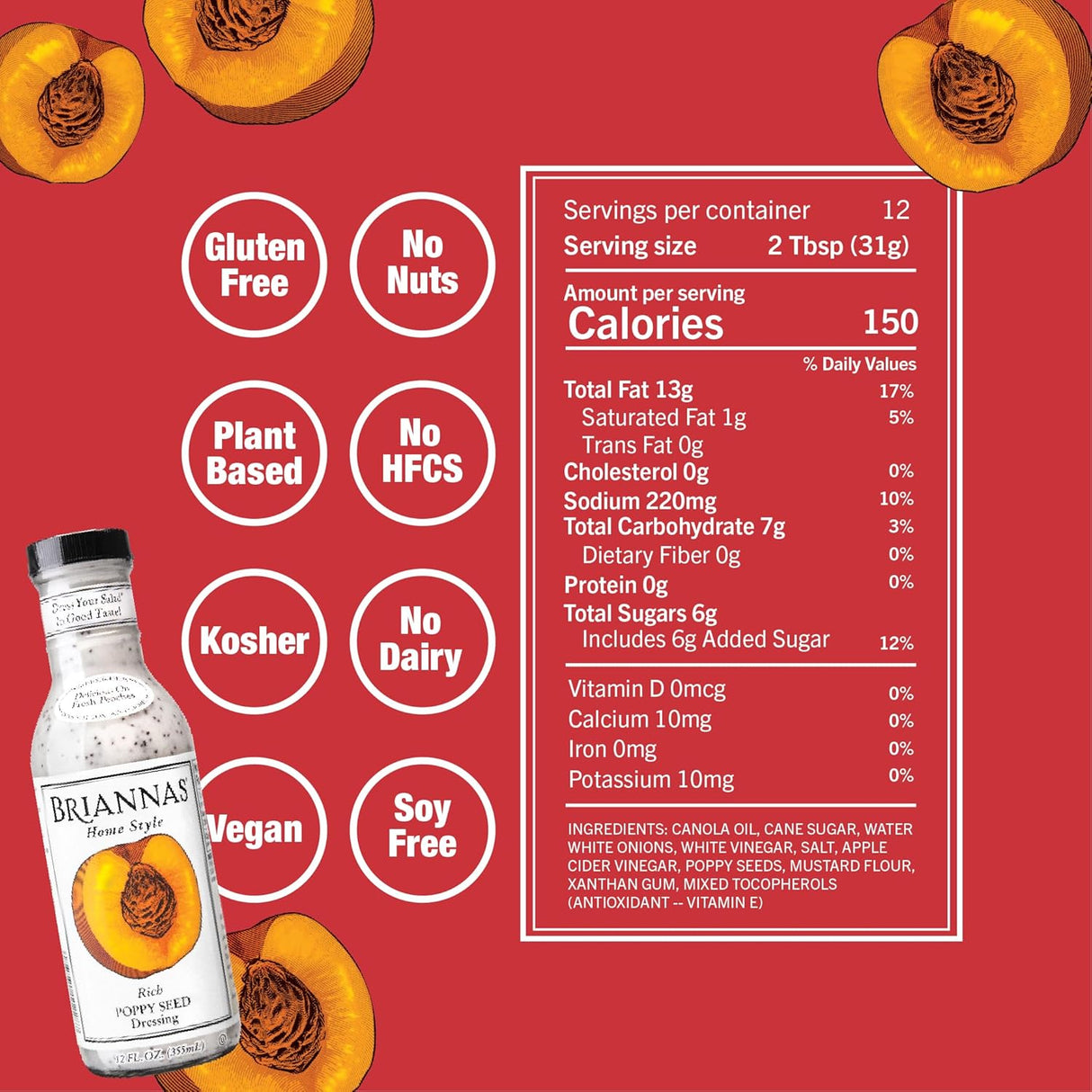 Combo de Aderezos BRIANNAS Asiago Caesar y Poppy Seed 12 oz