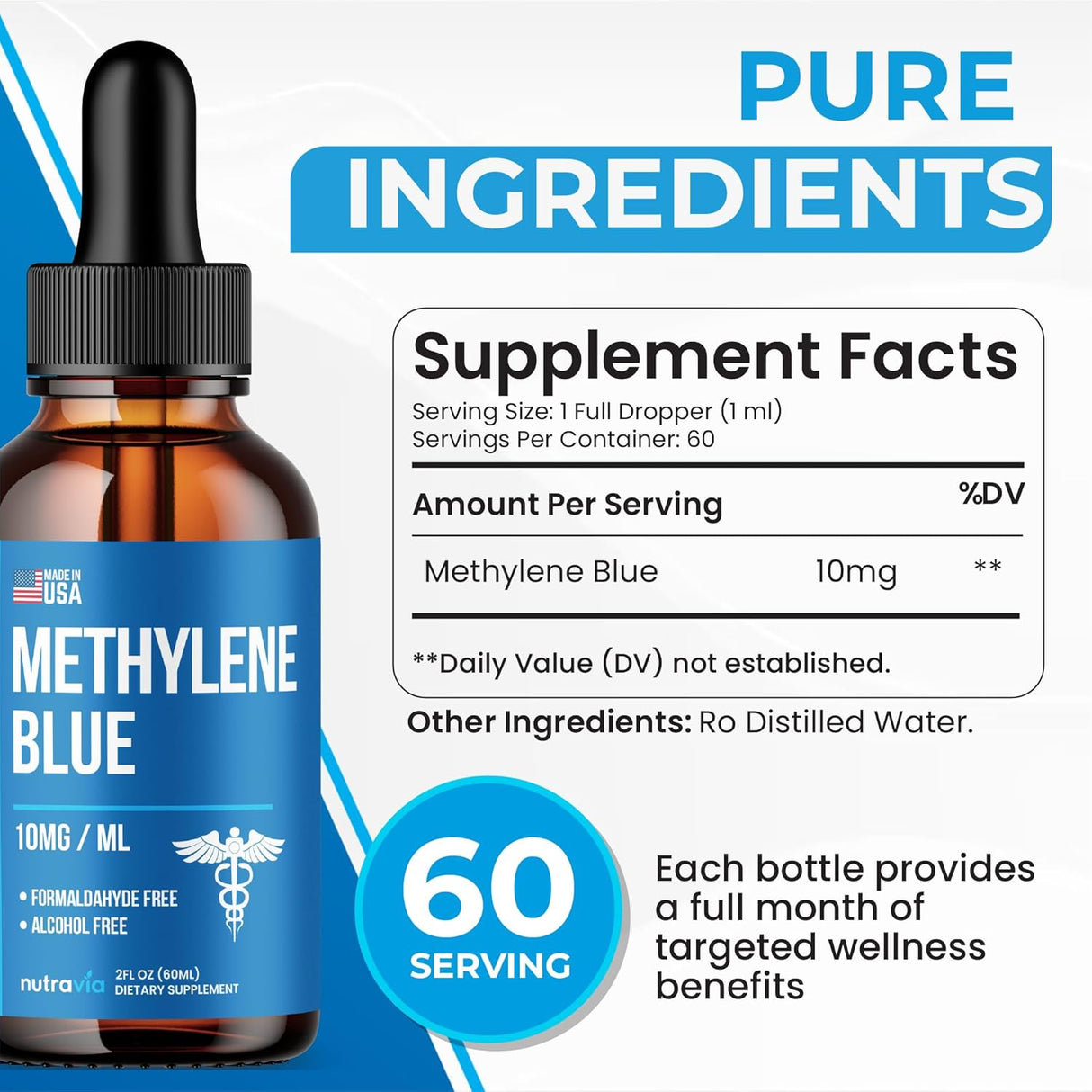 Methylene Blue 99.99% Suplemento Líquido Alta Absorción 2oz
