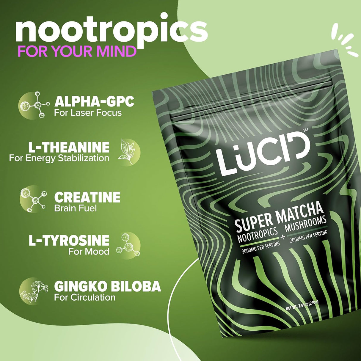 Superfood de Hongos Lucid Matcha - Enfoque y Salud Cerebral