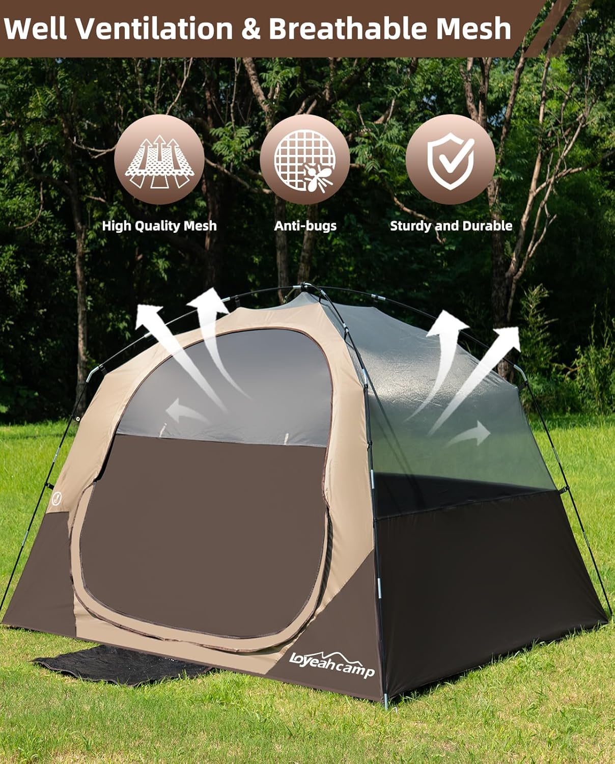 Tienda de Camping Tienda Familiar 4 Personas Impermeable Doble