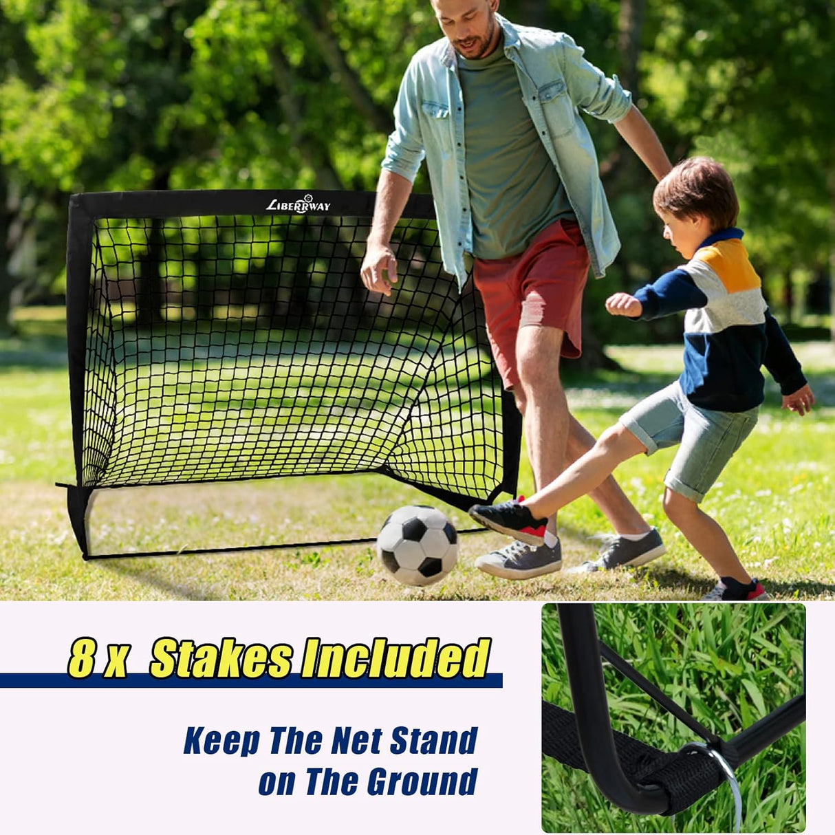 Porteria de futbol desplegable para niños, con bolso