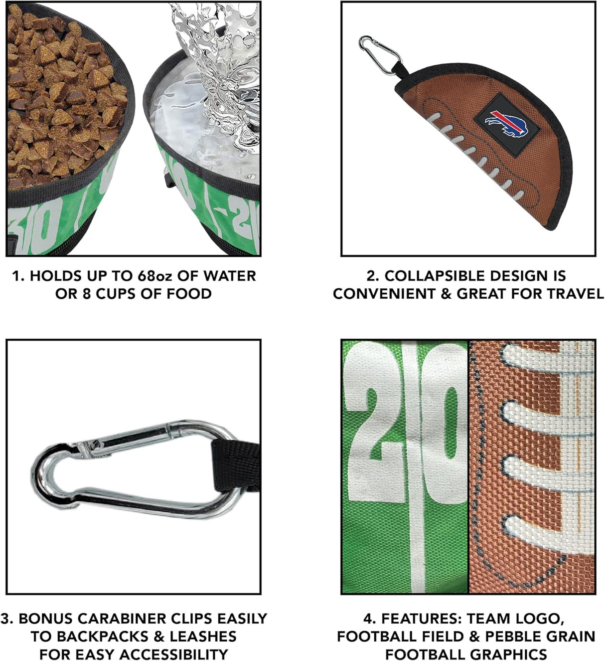 Conjunto de cuencos de viaje para perros NFL Bills, 2 piezas