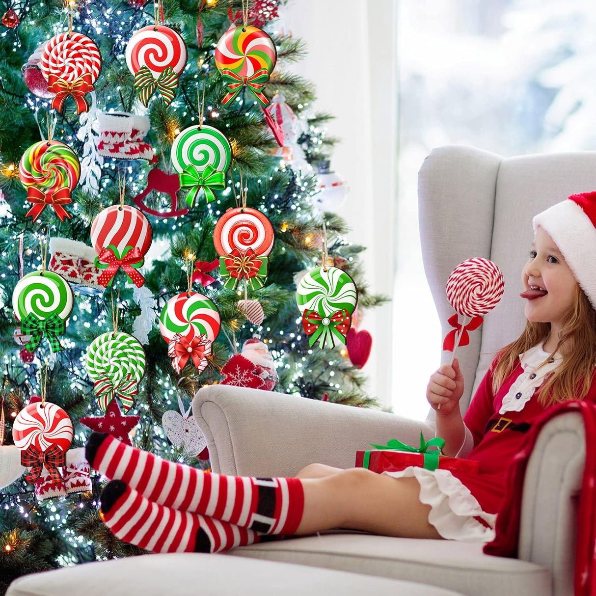 Clásico Adornos de navidad , Peppermint, 36 Pcs, Clásico