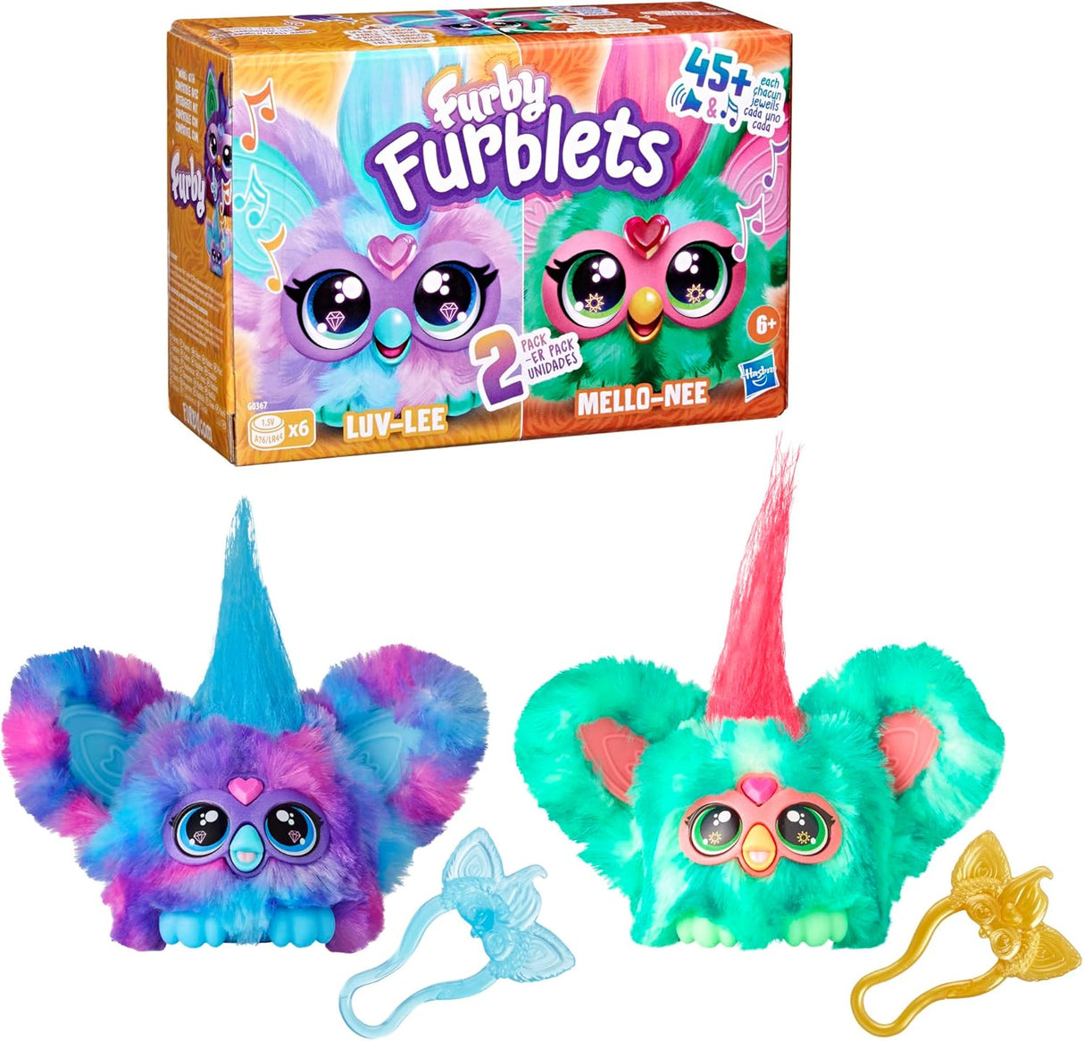 Furby Furblets 2-Pack, Furbish, 45+ Sonidos, Luv-Lee & Mello-Nee
