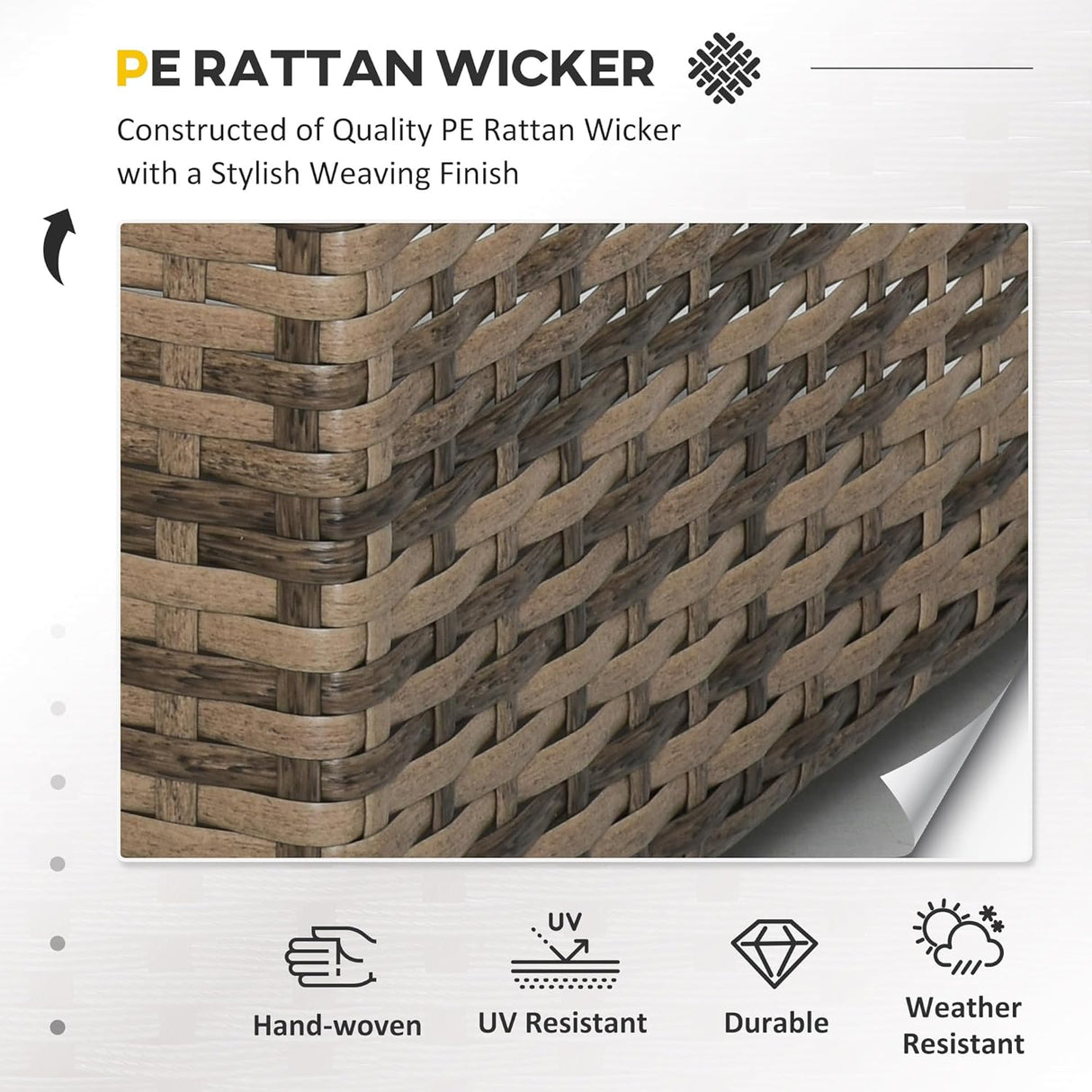 Outsunny Juego de muebles de patio de 7 piezas, juego de conversación de mimbre para exteriores, juego de sofá modular de ratán PE para todo tipo de clima, con cojines y mesa de madera sintética