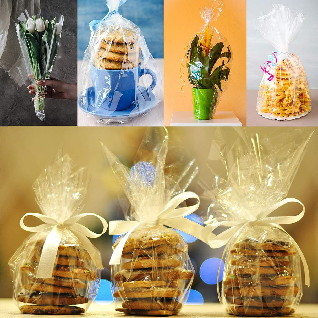 Rollo de envoltura de celofán Morepack 16x100 ft para regalos