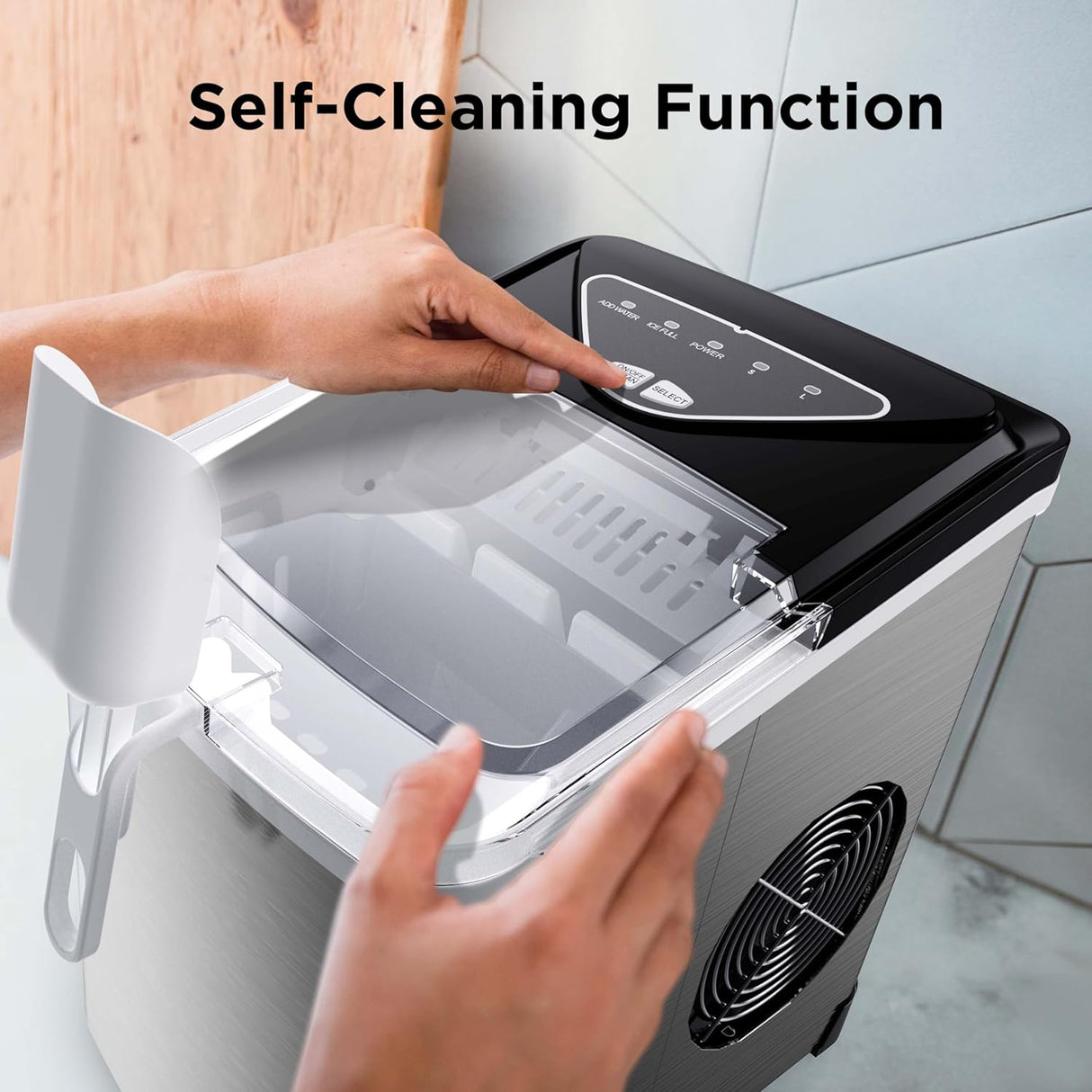 Máquina de Hielo Silonn, 9 Cubos en 6 Min, 26 Lbs en 24 Hrs