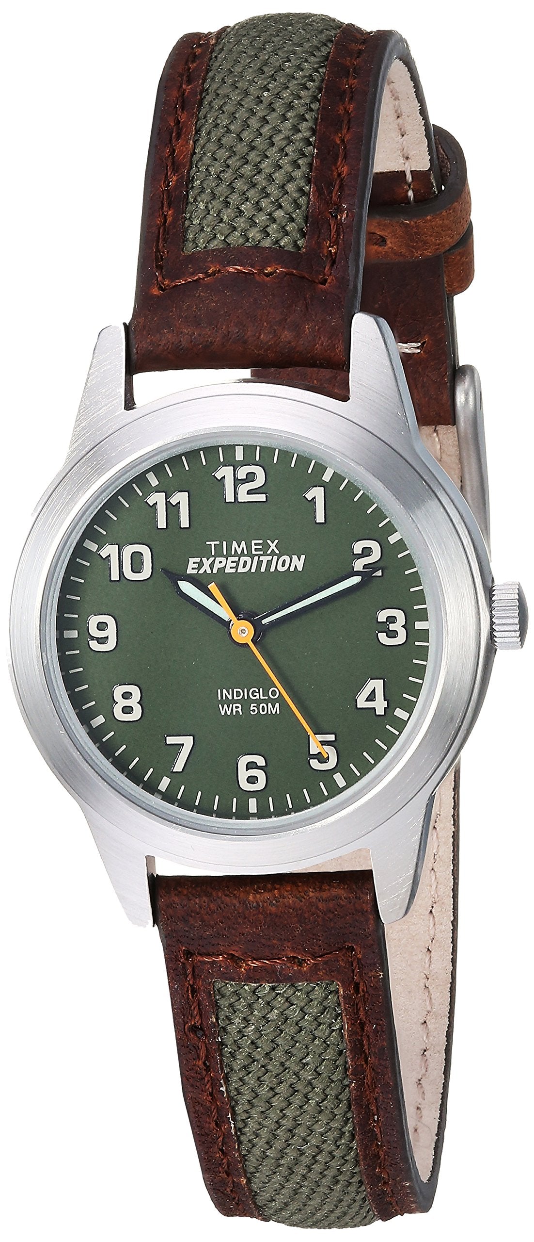 reloj de correa de cuero nylon marrón verde para mujer