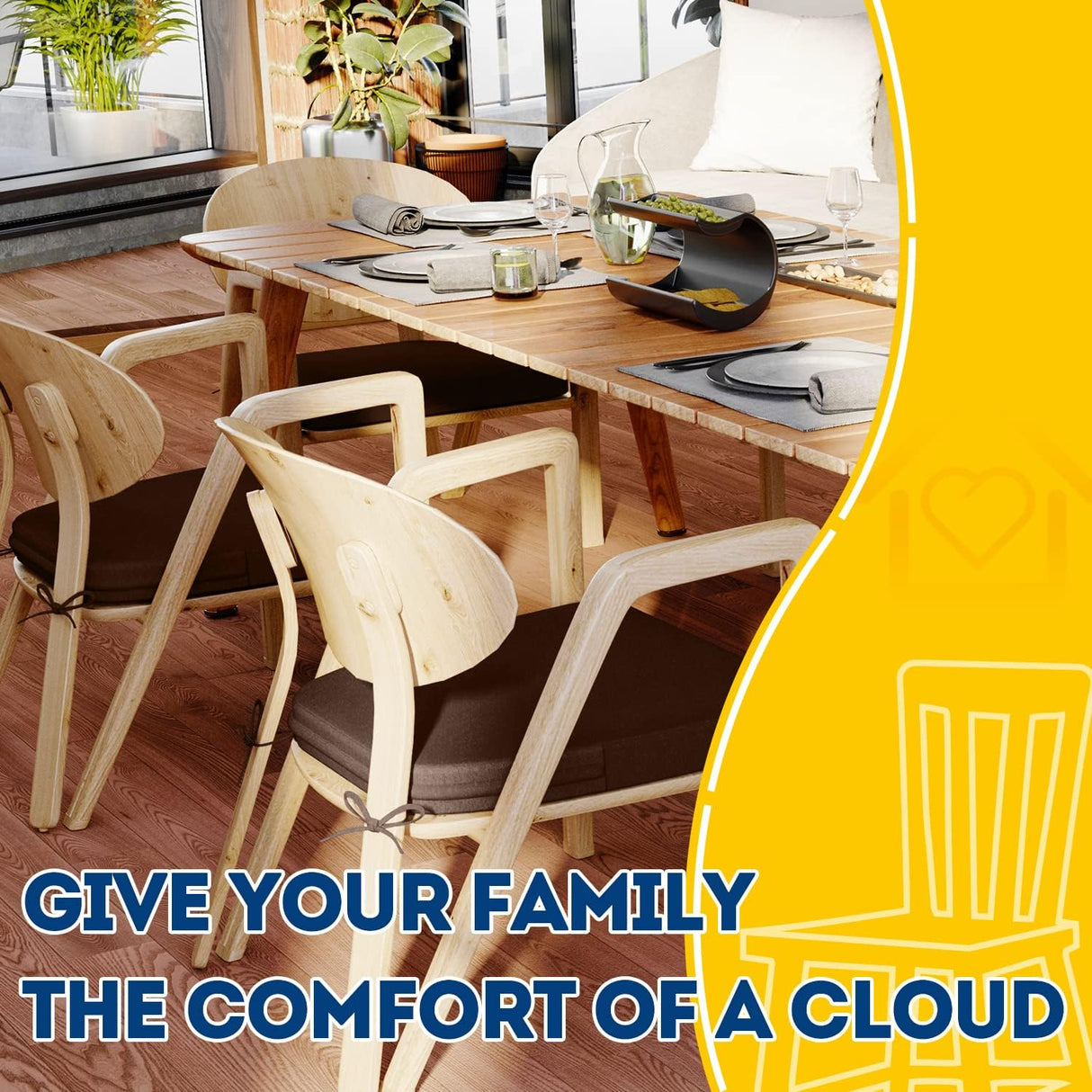 Cojines D-Shaped para Sillas de Comedor AAAAAcessories, 4 Pzas