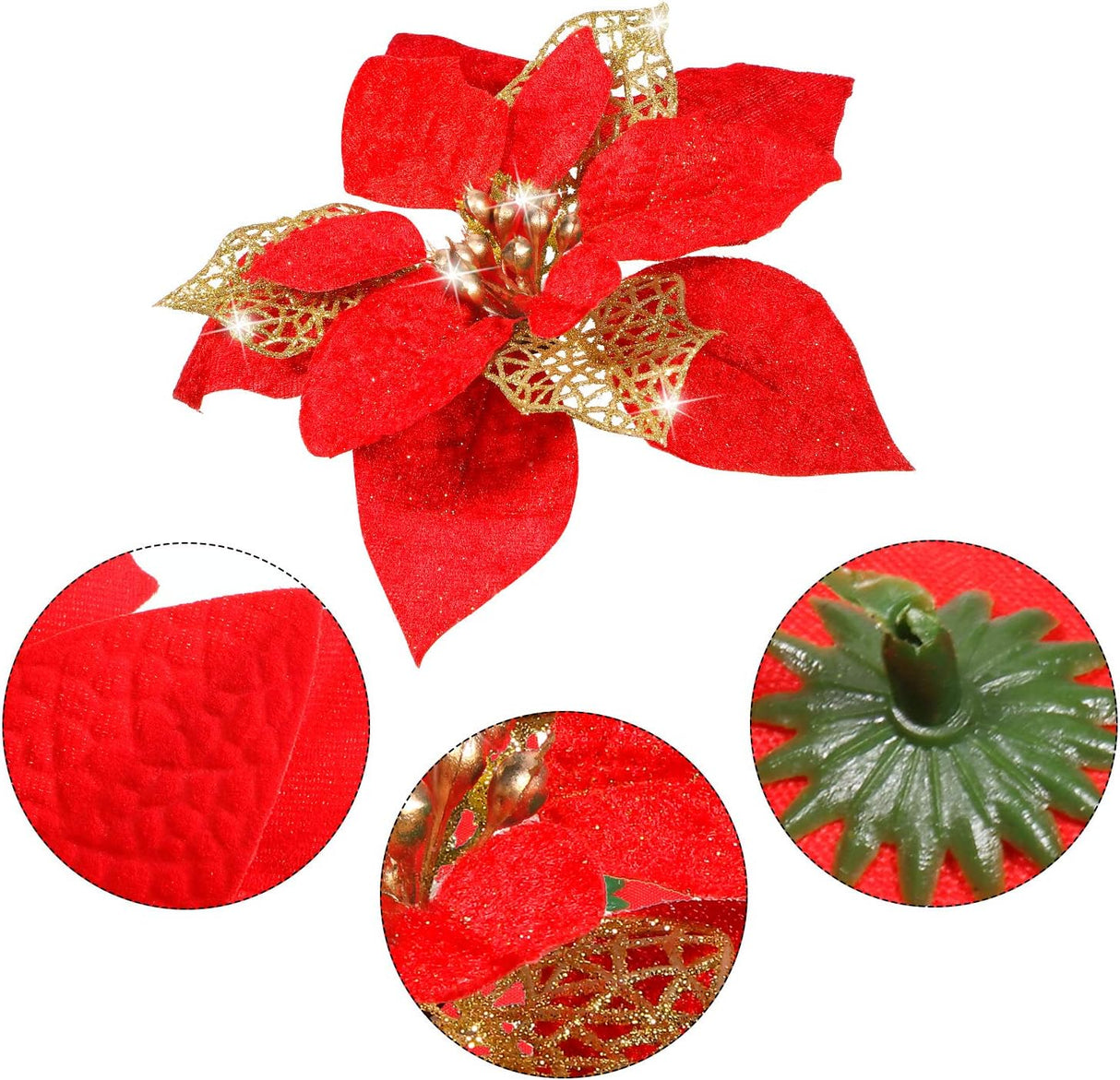 Flores Artificiales de Poinsettia, WILLBOND, 36 Piezas, Decoración