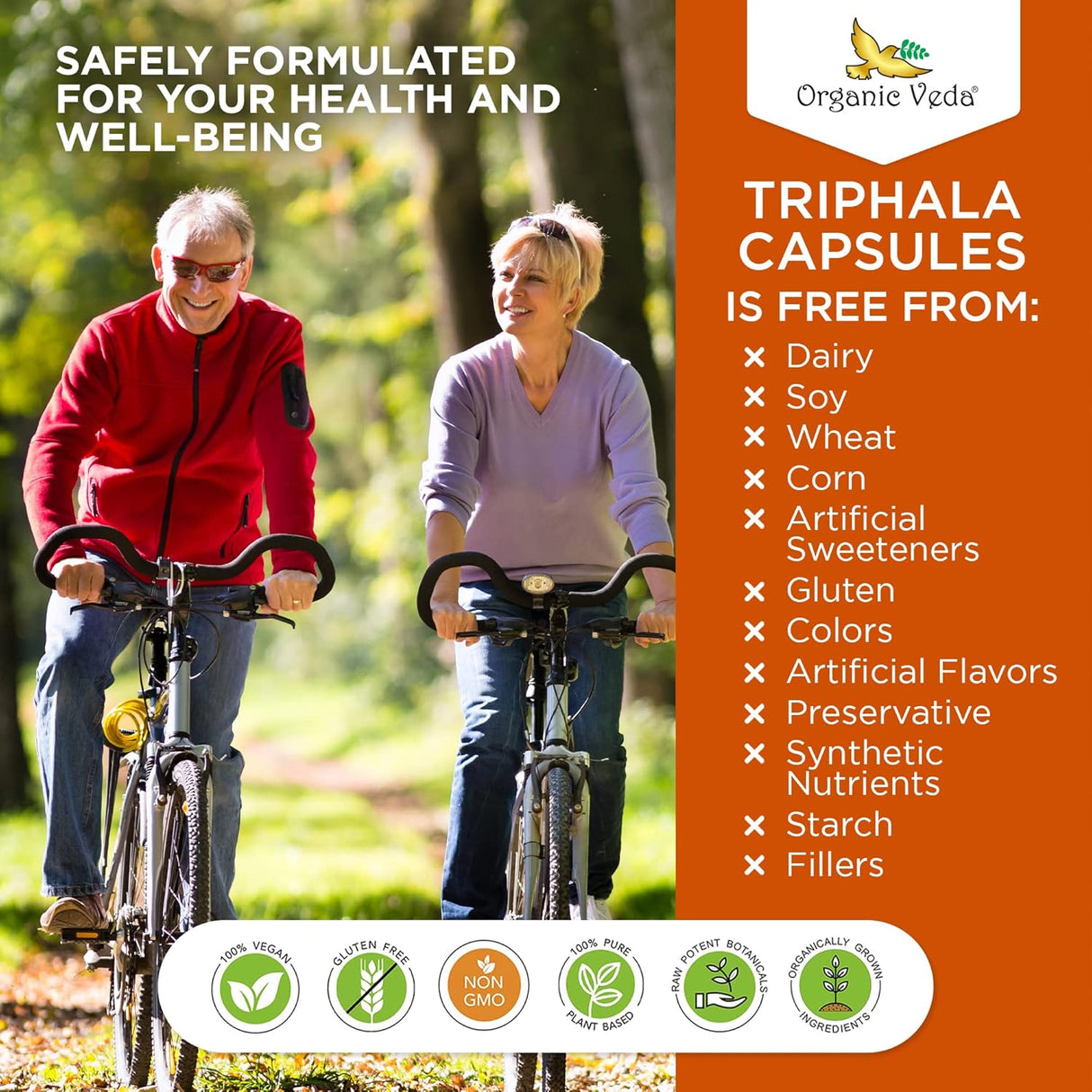 Suplemento Organic Veda Triphala Cápsulas limpieza de colon