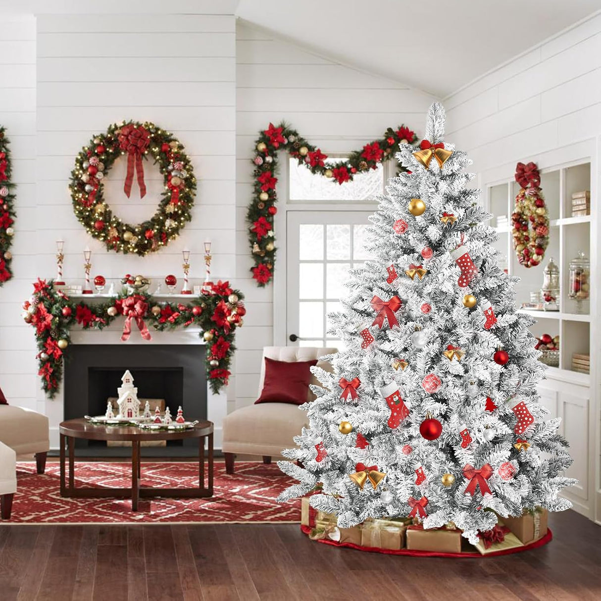Árbol de Navidad Artificial 6FT, Premium, 1000+ Ramas de Nieve