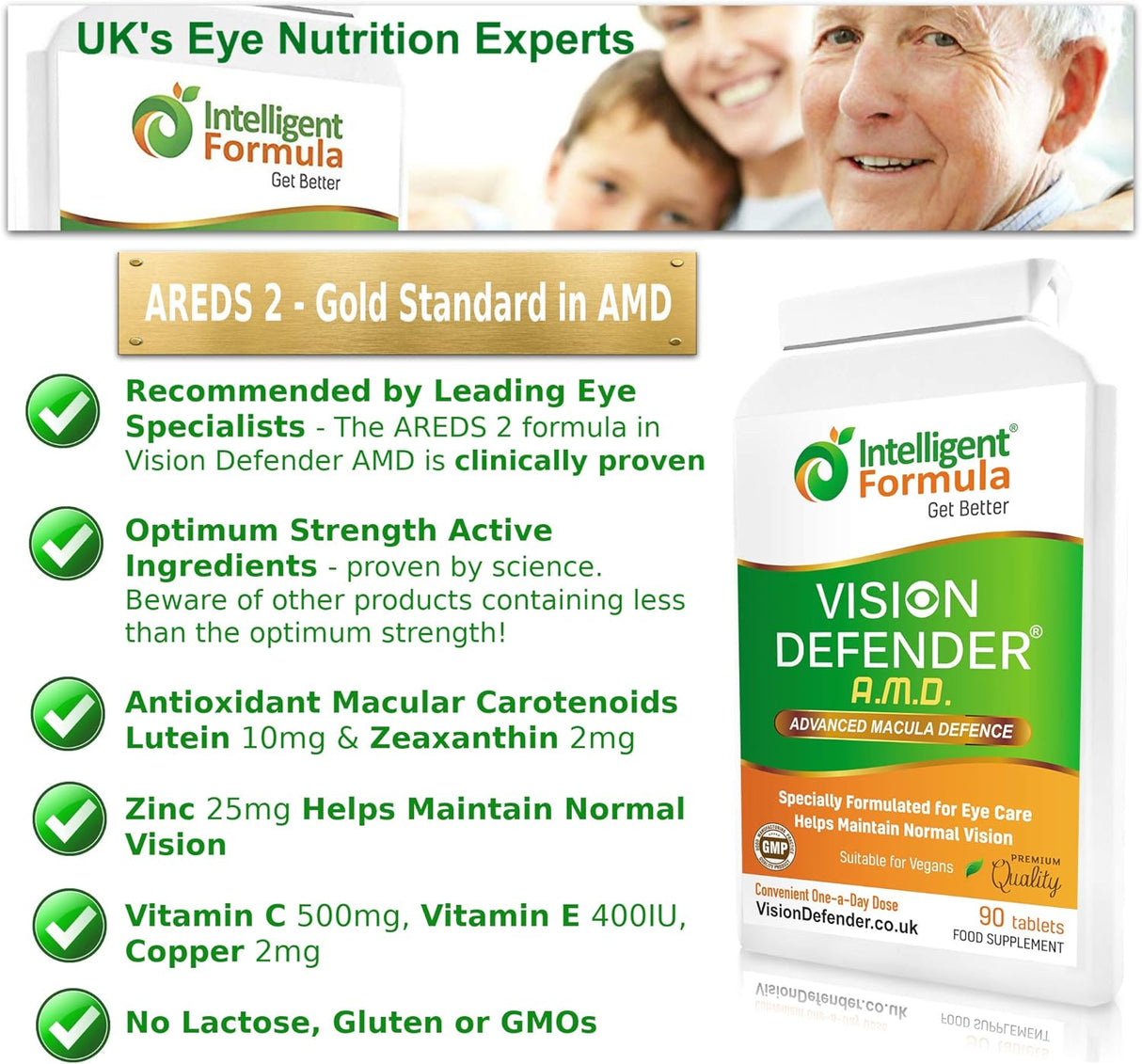 Suplemento AREDS2 VISION DEFENDER AMD luteína zeaxantina 90u