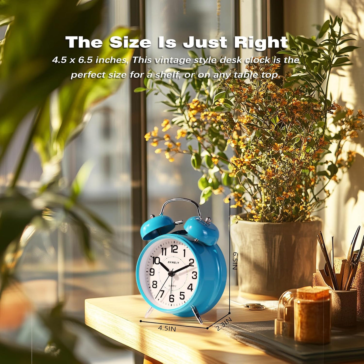 Reloj despertador de campanas para dormilones, silencioso 4