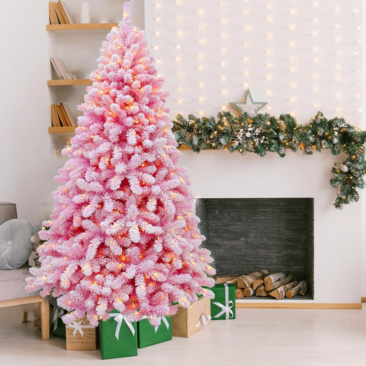 Árbol de Navidad Artificial de 7.5ft Preiluminado con Funciones