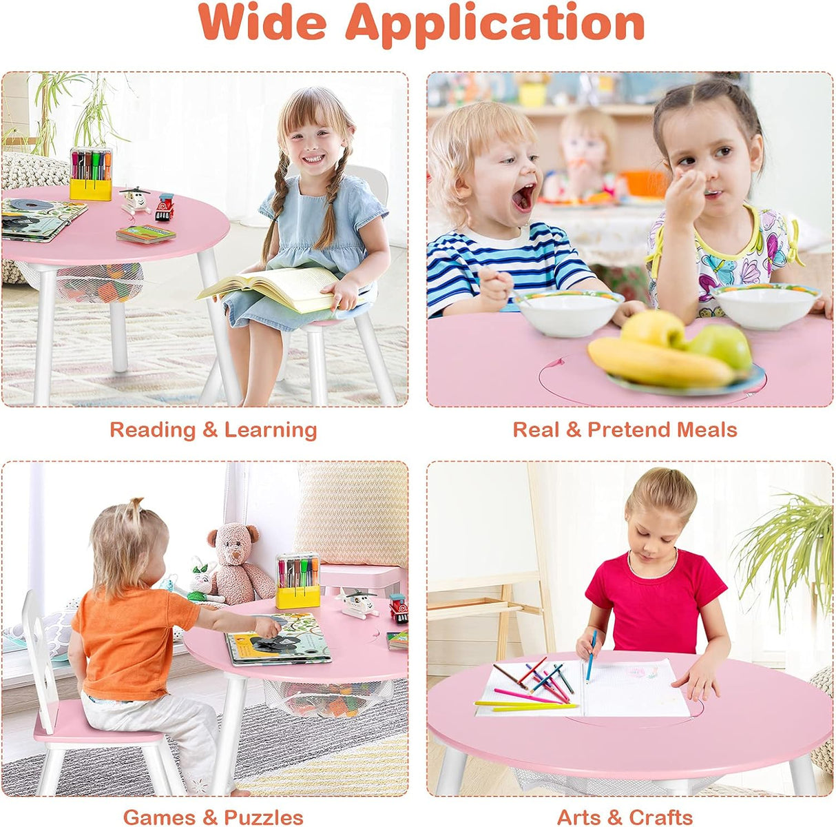 Mesa de actividades de madera con almacenamiento para niños