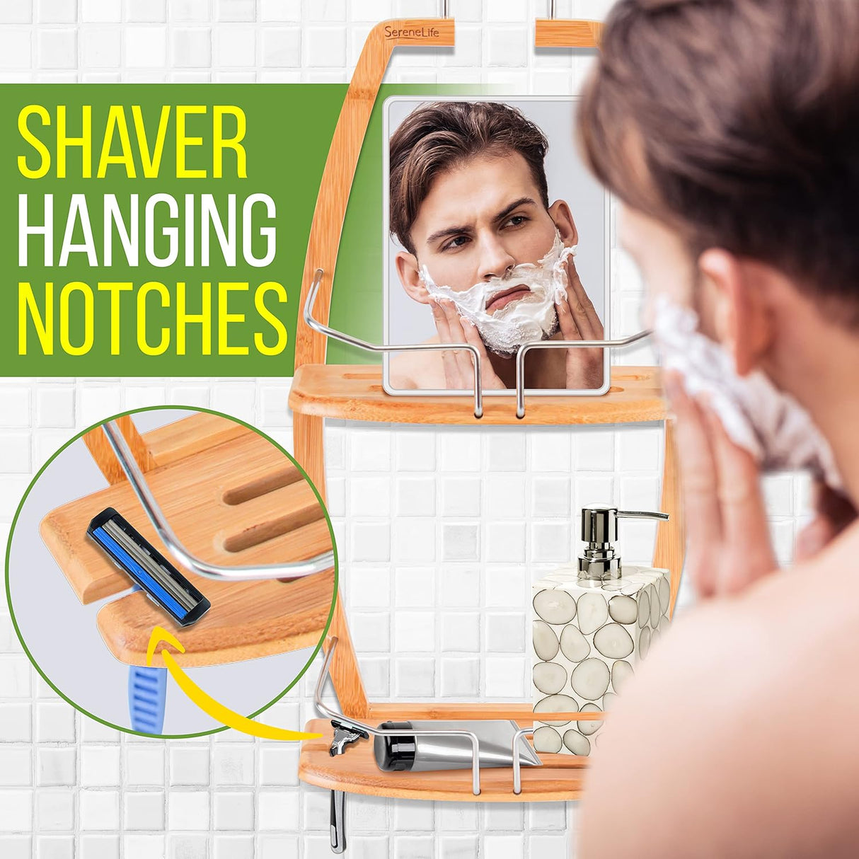 Organizador de carrito de ducha de bañera de bambú SLSHCD45