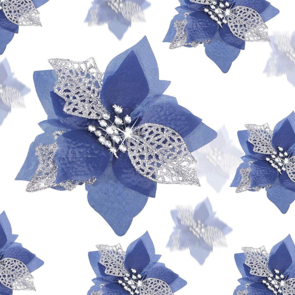 Flores Artificiales Poinsettia Willbond, 36 Piezas, Decoración