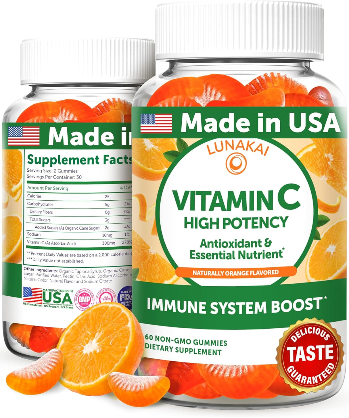 Lunakai Gummies Vitamina C Alta Potencia para Adultos y Niños
