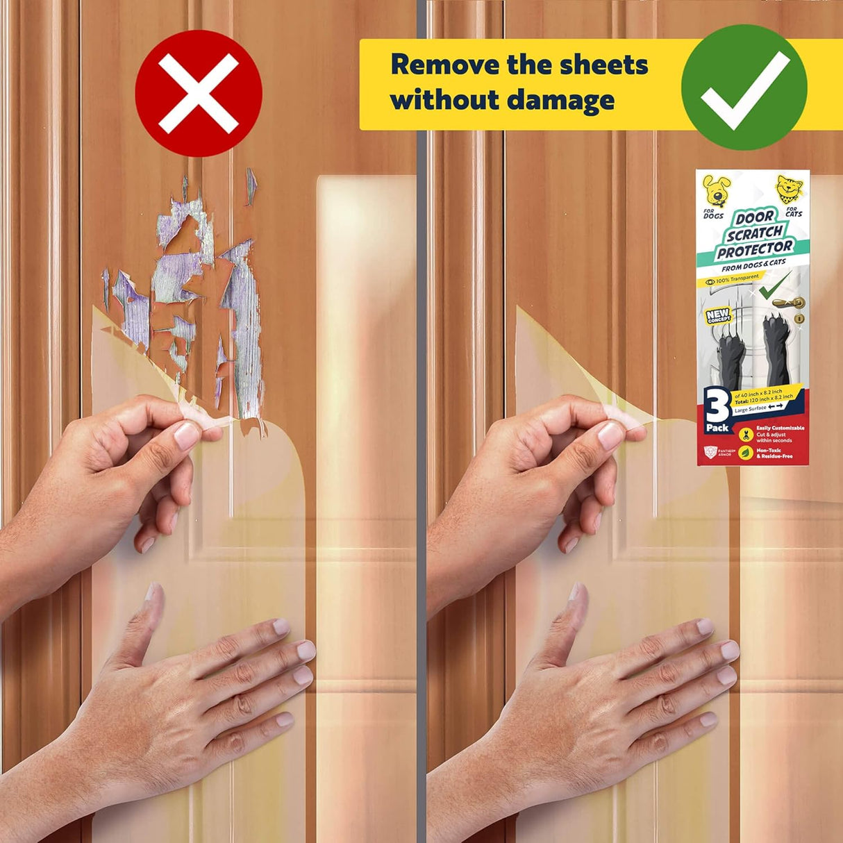 Paquete de 3 protectores de puerta contra arañazos gatos