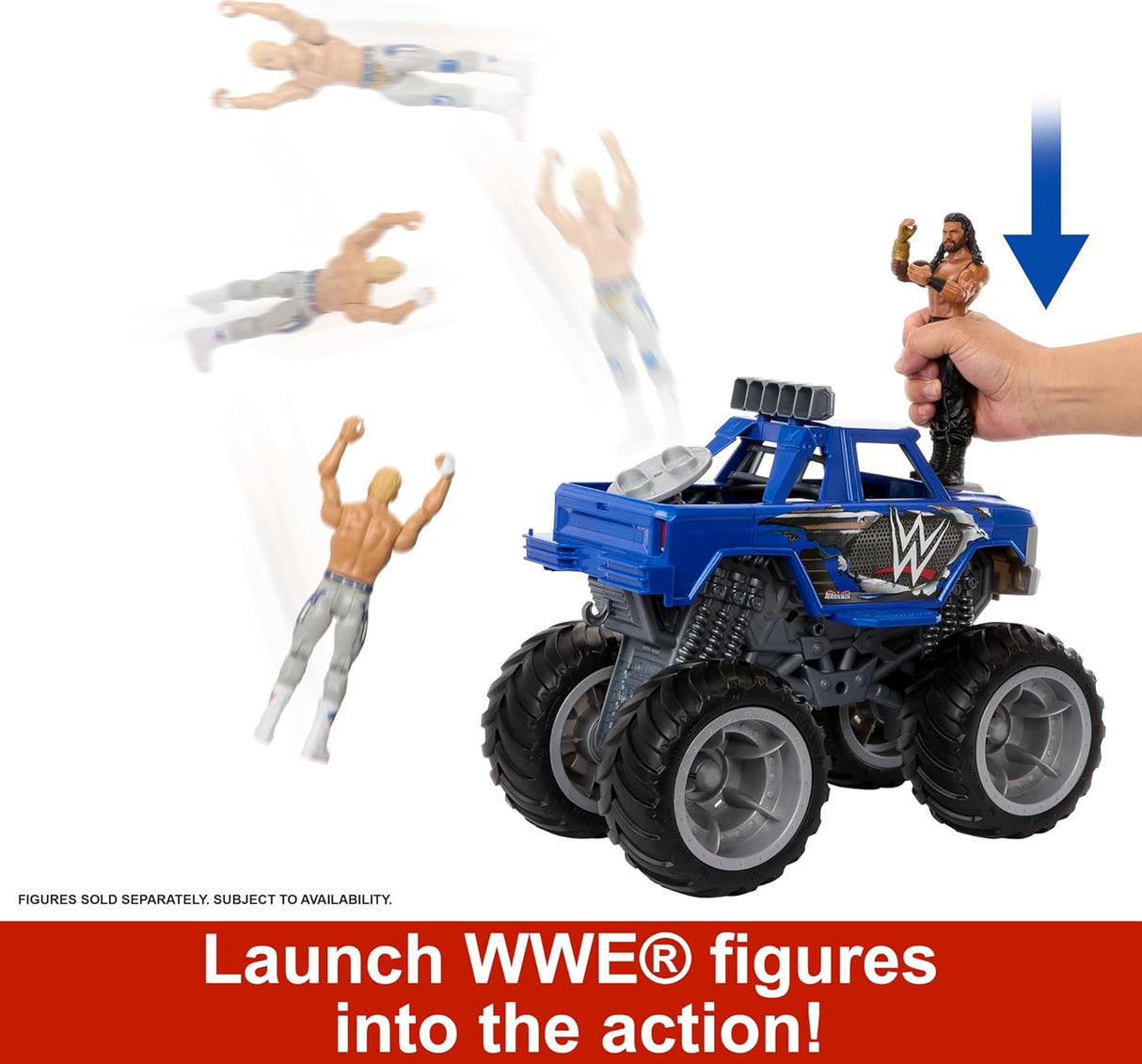 Mattel Figura y Vehículo WWE Wrekkin Slam Crusher Camión Monstruo con 8 Piezas