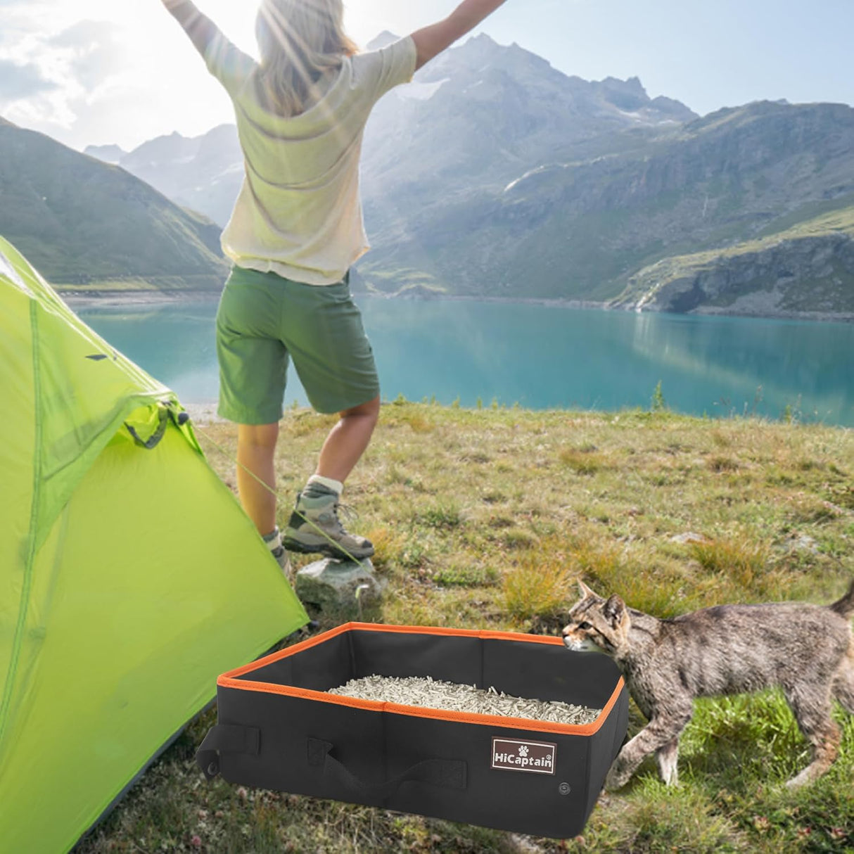 Caja de arena plegable para viajes en automóvil negro