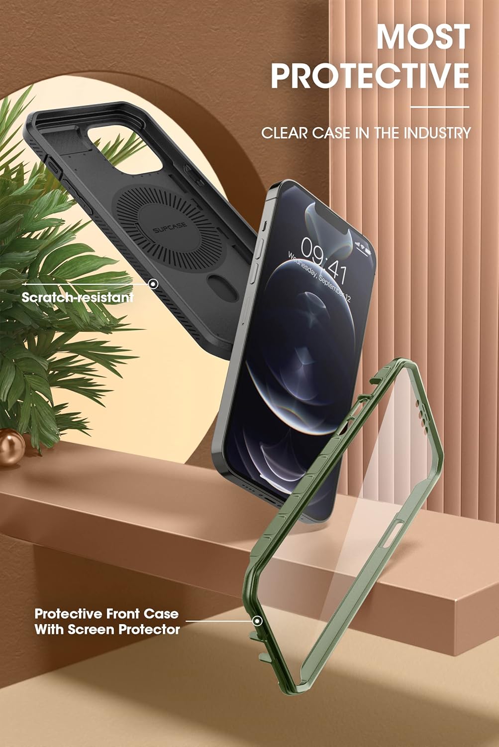 SUPCASE Unicorn Beetle Pro Mag - Funda para iPhone 13 Pro Max (versión 2021) de 6.7 pulgadas, compatible con MagSafe de cuerpo completo con protector de pantalla integrado y soporte (Guldan)