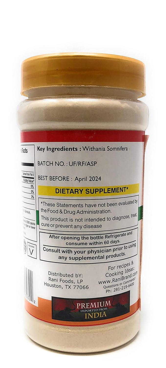 Polvo de raíz de Ashwagandha 200g Rani | Natural, Vegano, Sin Gluten