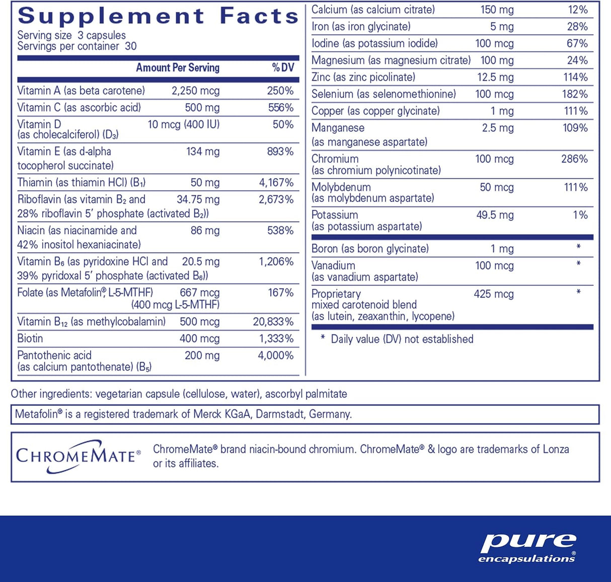 Suplementos Pure Encapsulations Nutrient 90 cápsulas