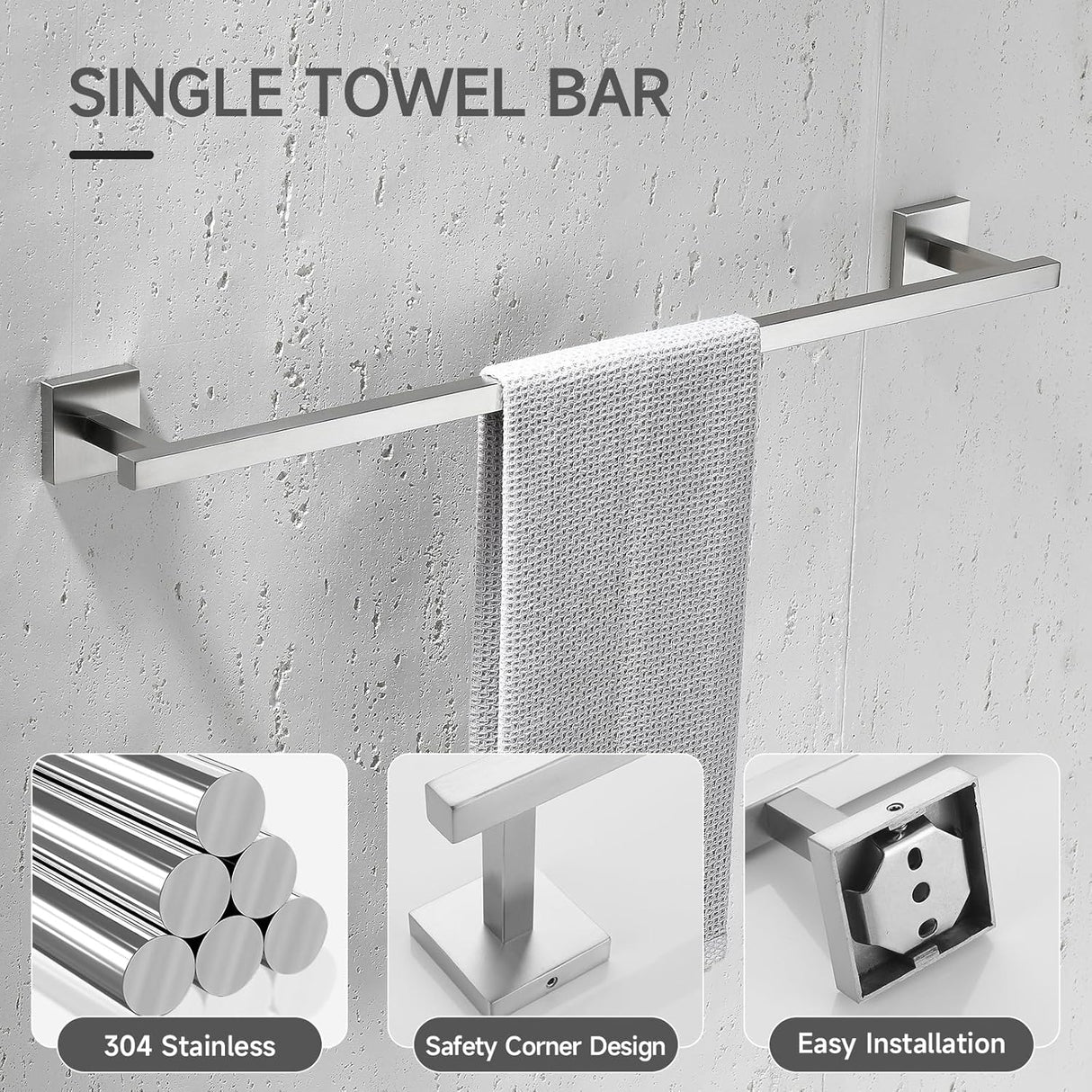 Juego de Accesorios de Baño Montados en Pared SUS304 5 Piezas