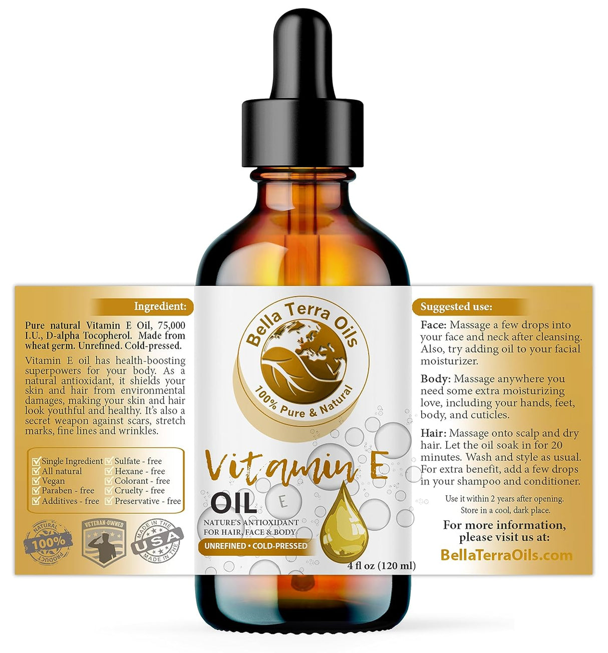 Aceite de Vitamina E Orgánica - Riqueza en D-Alfa Tocoferol y Ácidos Grasos