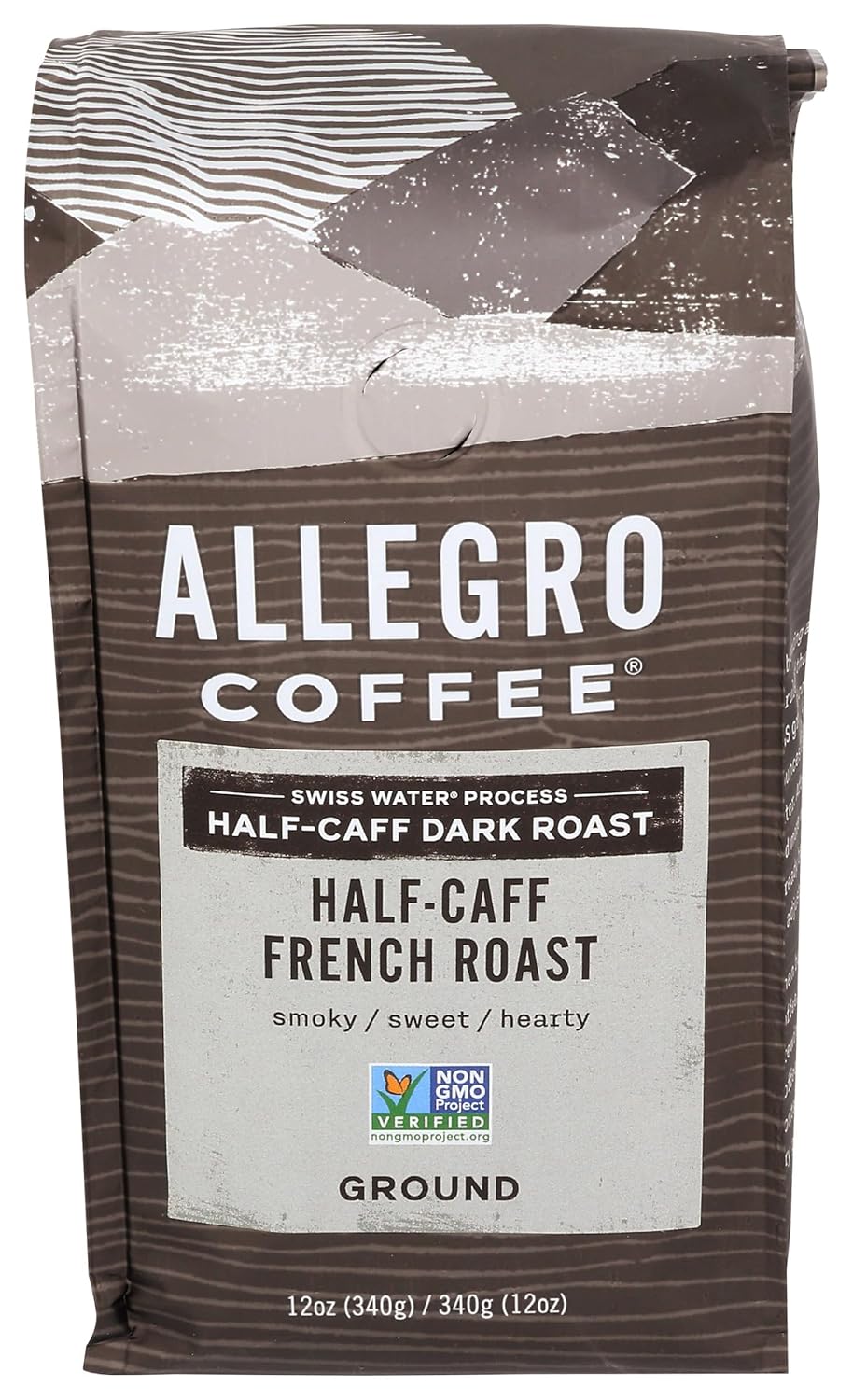 Café Molido Half Caff Allegro, Tostado Francés, 12 oz