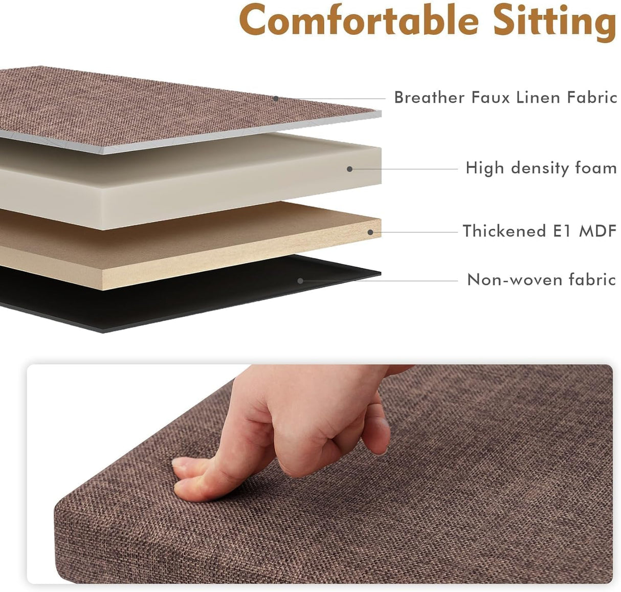 Otómano de almacenamiento cuadrado, lino, 11.8"x11.8"x11.8