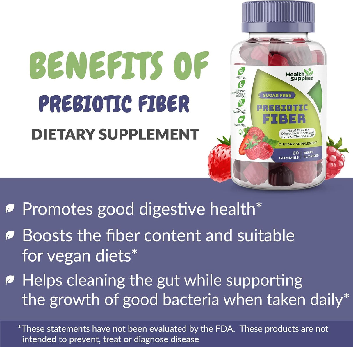 Suplemento prebióticas de fibra sin azúcar