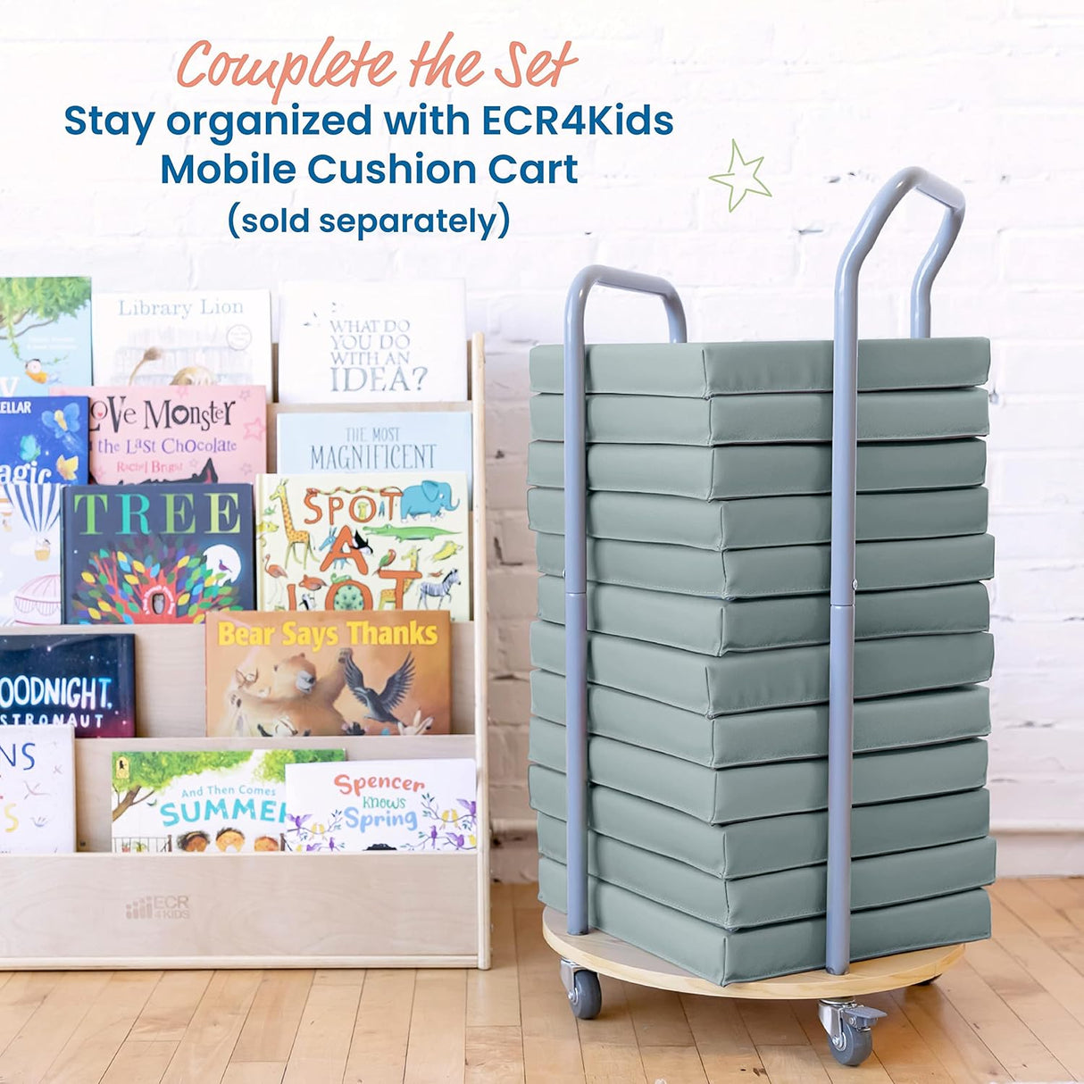 ECR4Kids SoftZone - Cojines de suelo, cuadrados, asientos flexibles, color gris, 6 piezas