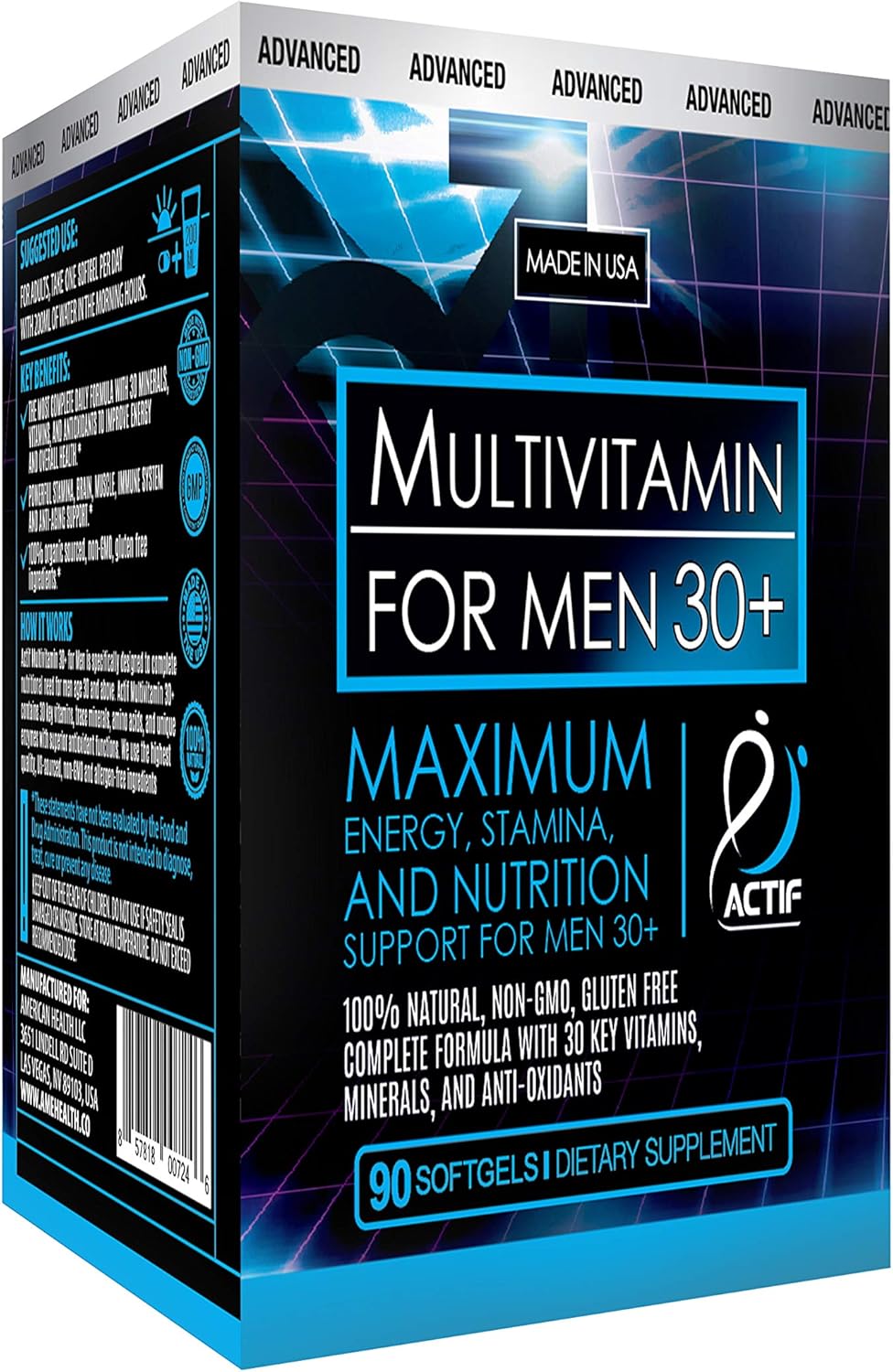 ACTIF Multivitamínico orgánico para hombres 90 unidades