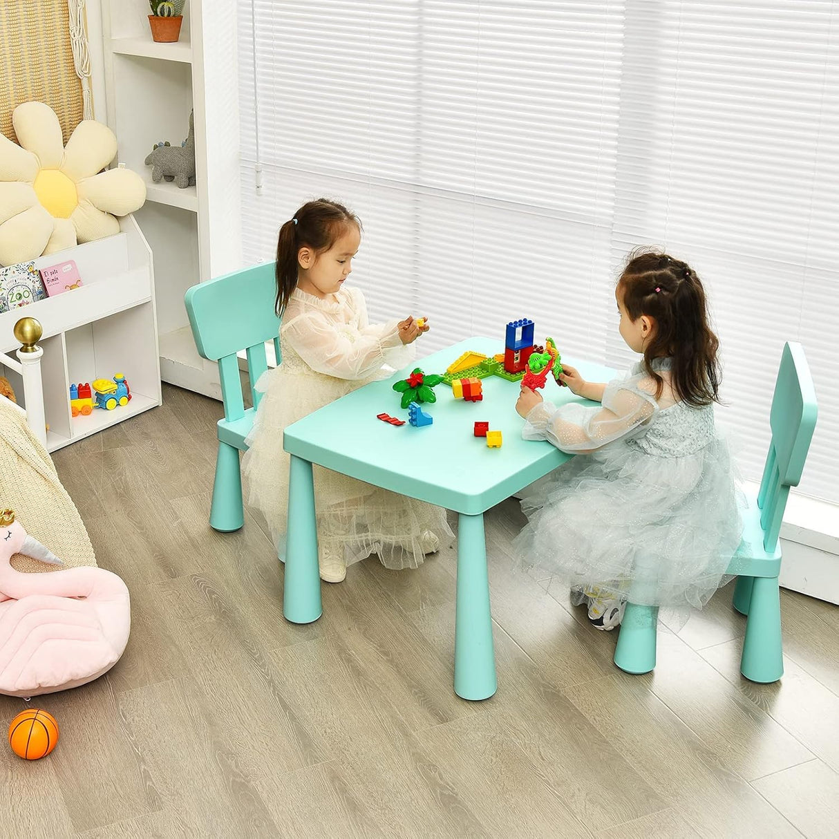 Juego de mesa y silla para niños 3 piezas de plástico